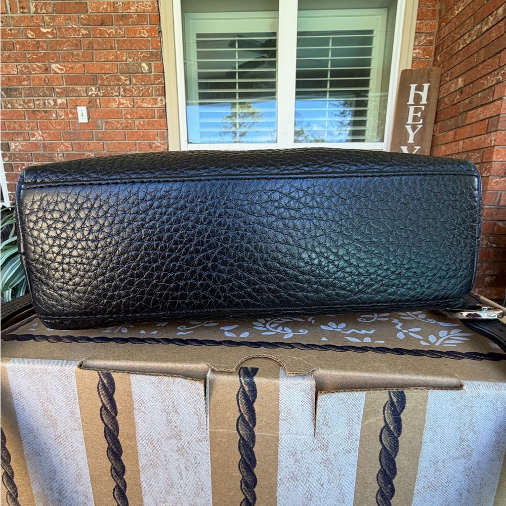 Brighton Lara Soft Tote Ferrara Collection Black Embossed Leather Tote/Crossbody - Picture 3 of 13